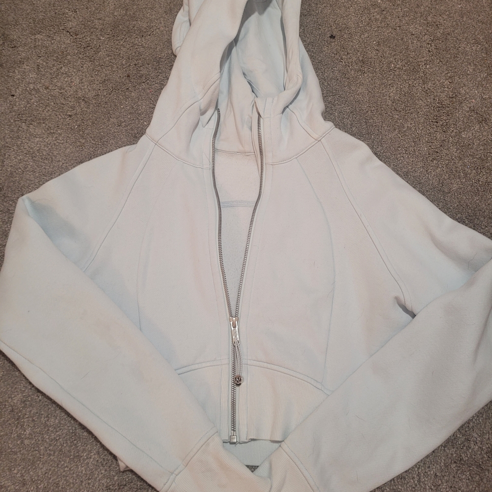 Light blue size 2 Lululemon Cropped Scuba full zip hoodie